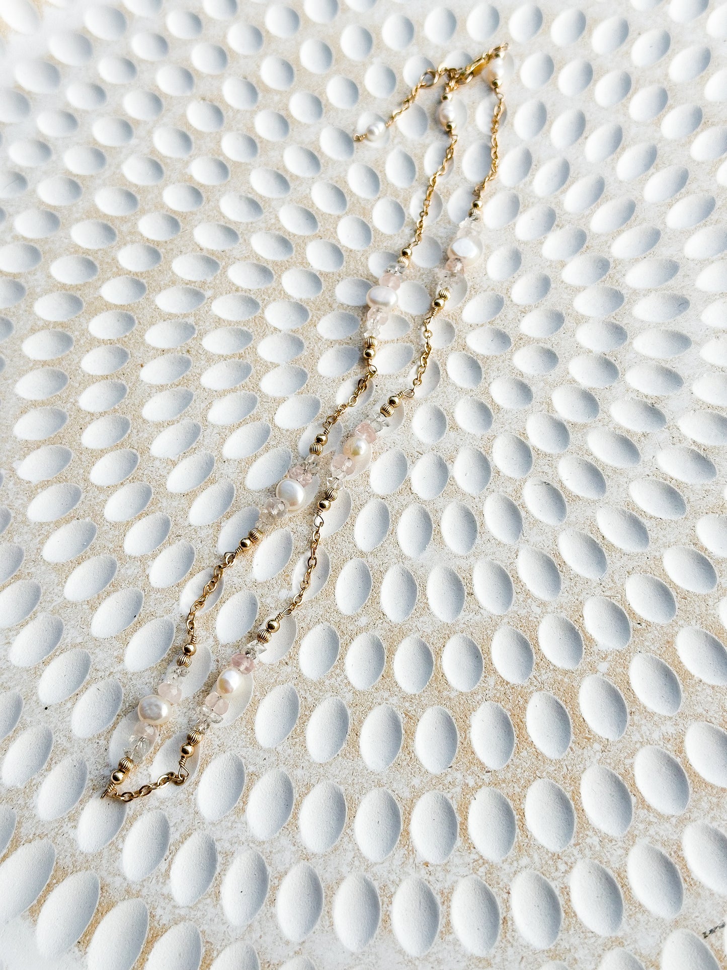 Titania 14K Filled Gold, Herkimer Diamond, Rose Quartz & Genuine Pearl Necklace