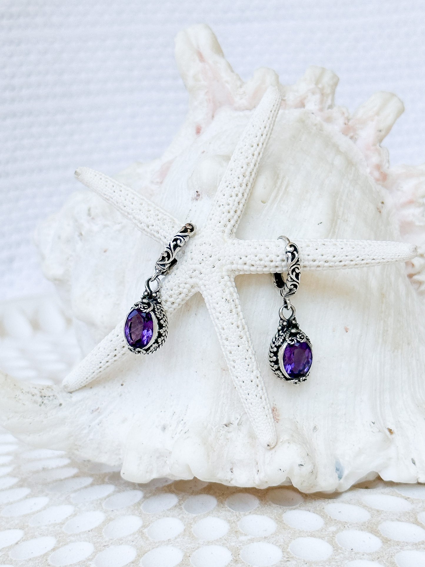 Sterling Silver & Amethyst Gianyar Earrings