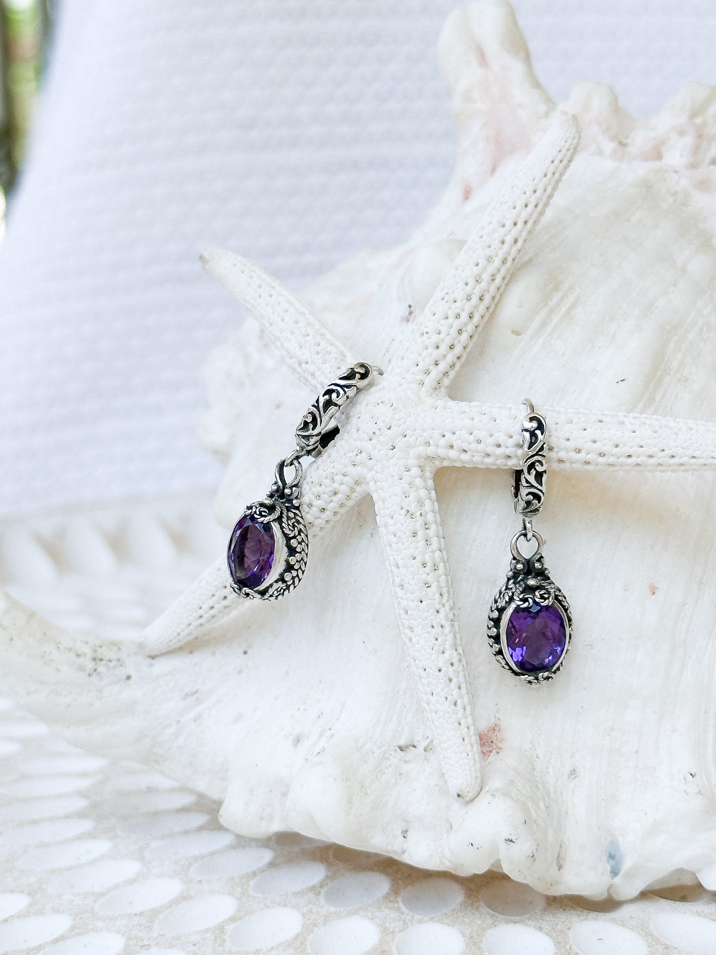Sterling Silver & Amethyst Gianyar Earrings