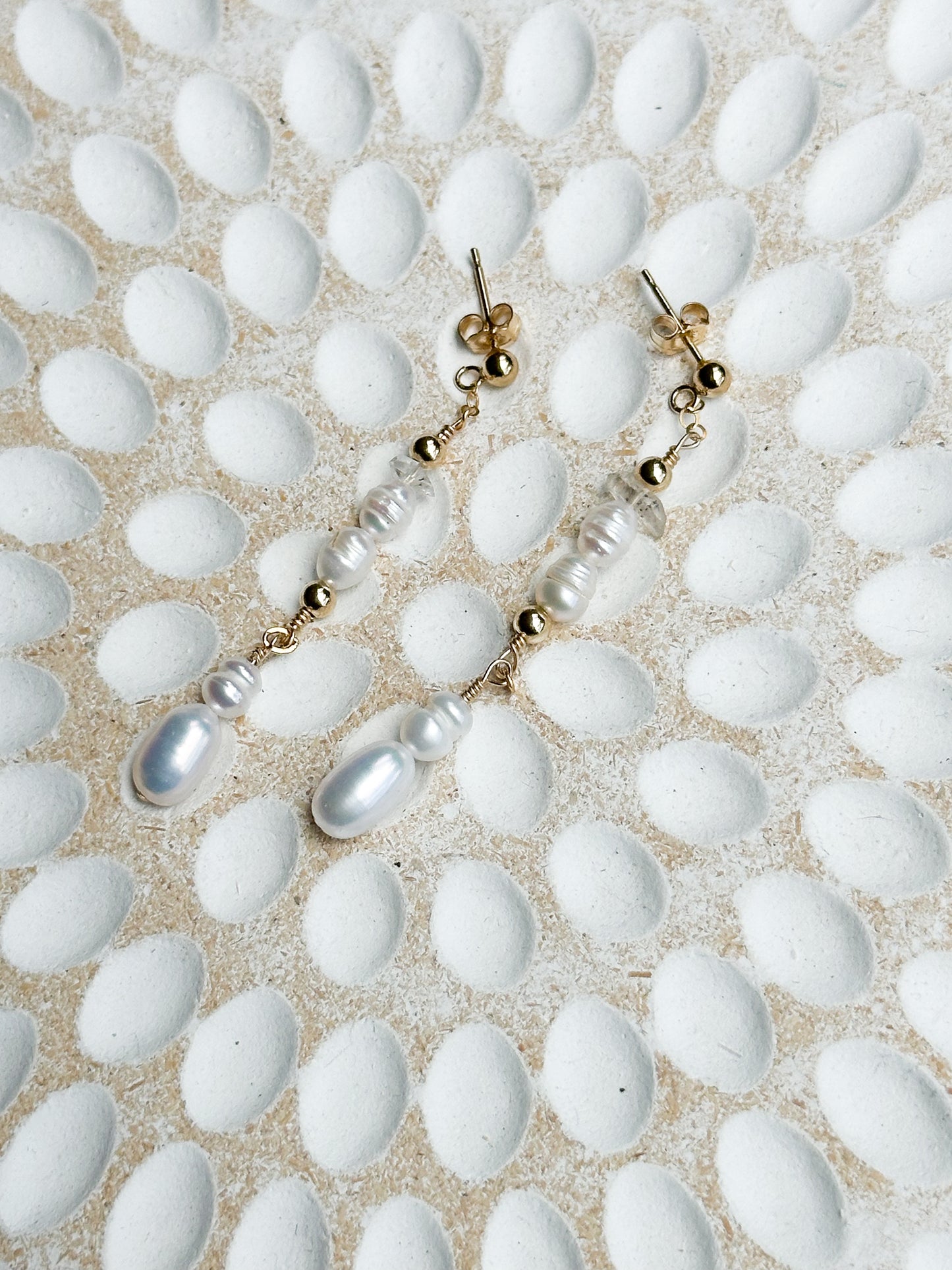 Mayfair 14K Filled Gold, Herkimer Diamond & Genuine Freshwater Pearl Drop Earrings