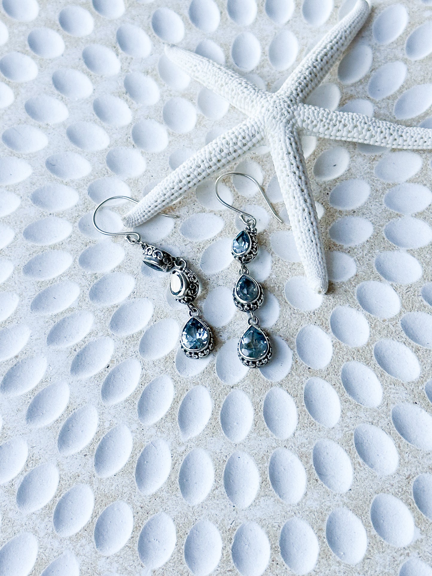 Sterling Silver & Blue Topaz Dias Earrings