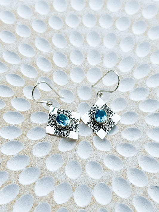 Sterling Silver & Blue Topaz Naraya Earrings