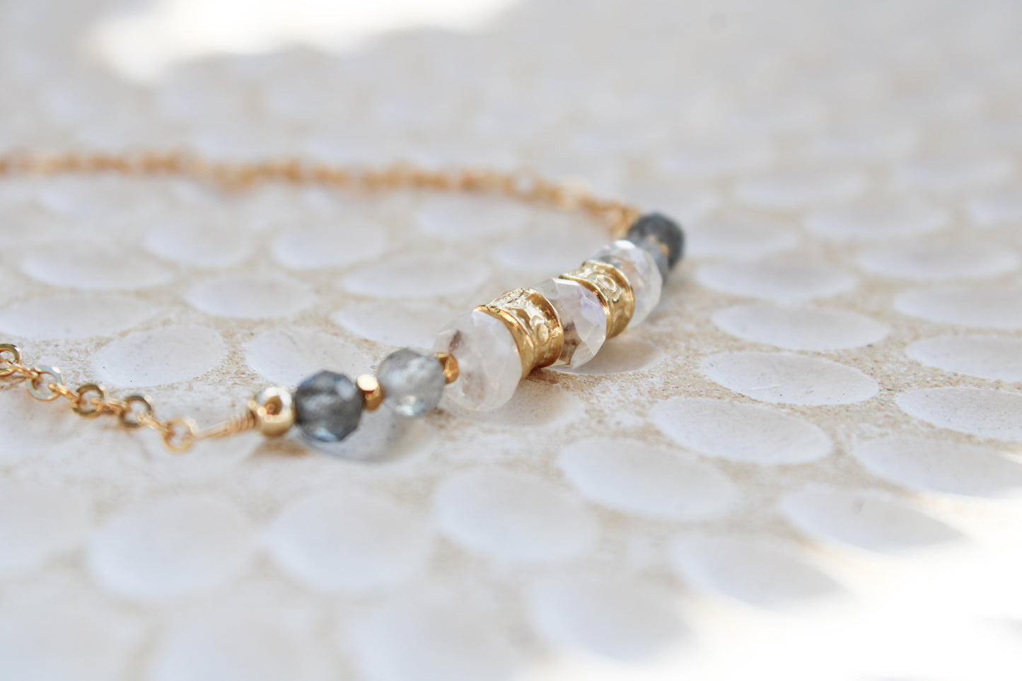 Shu 14K Filled Gold, Moonstone & Labradorite Tribal Bracelet