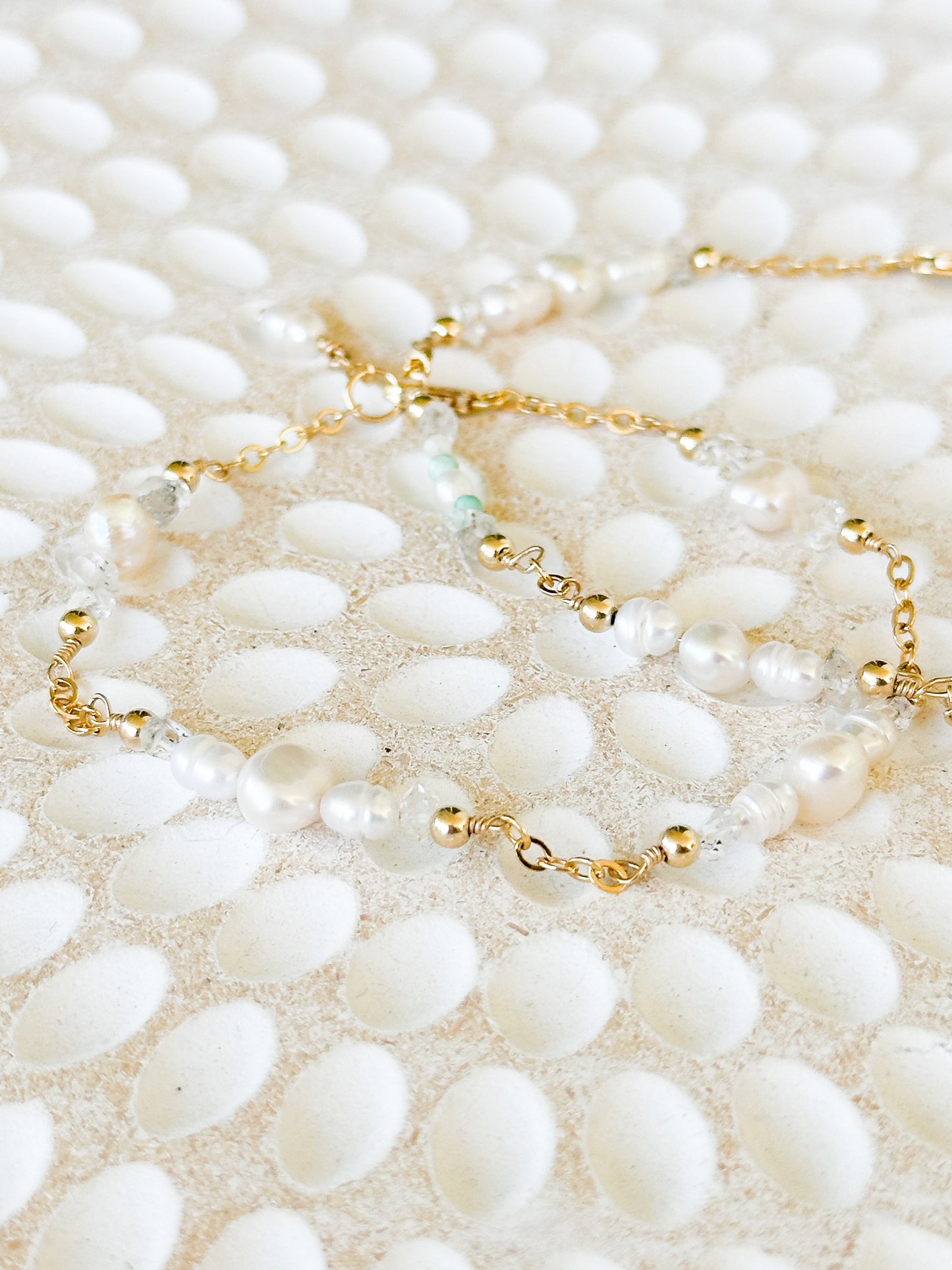 Juno 14K Filled Gold, Herkimer Diamond and genuine Freshwater Pearl Bracelet