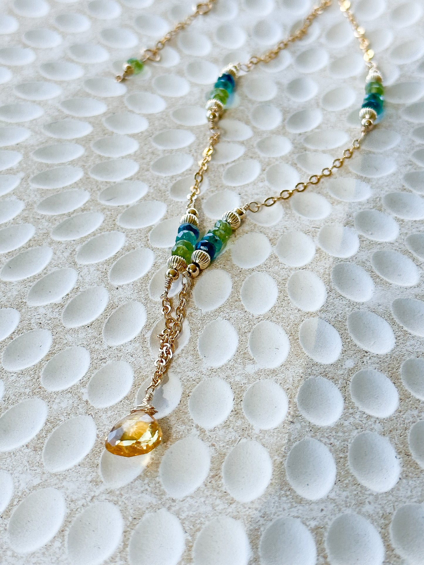 “Earthly Delights” Peridot, Apatite & Citrine 14k Gold Filled Necklace