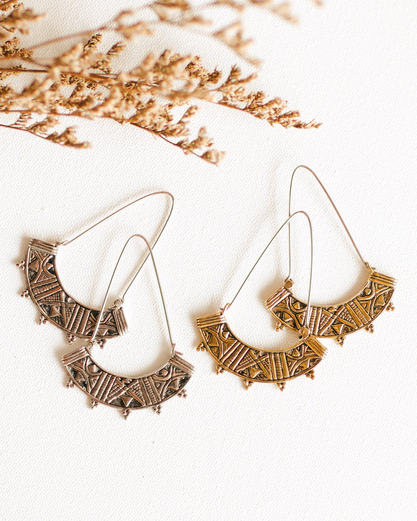 Ambhika Hoops - White Brass