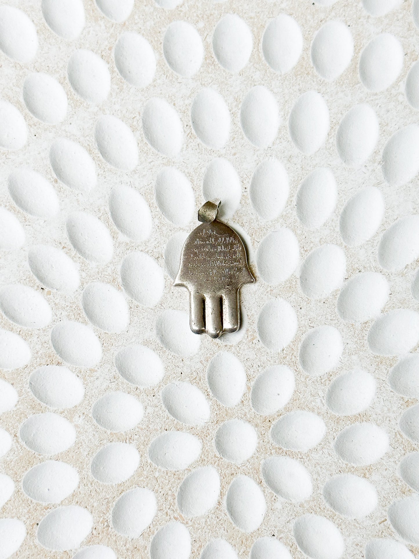 Engraved Moroccan Hamsa Hand Pendant - Sterling Silver