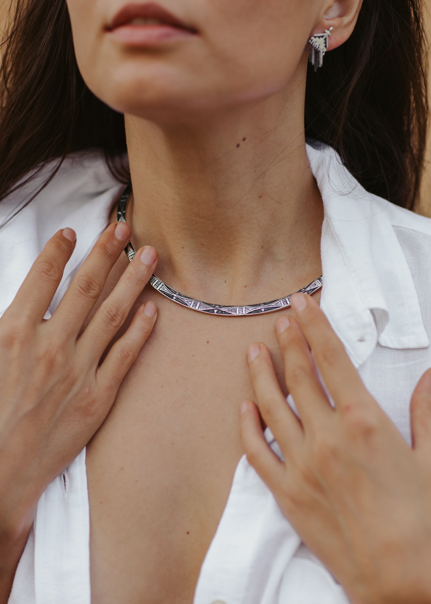 Ambhika Choker - White Brass