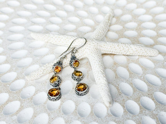 Sterling Silver & Citrine Jatiluwih Drop Earrings