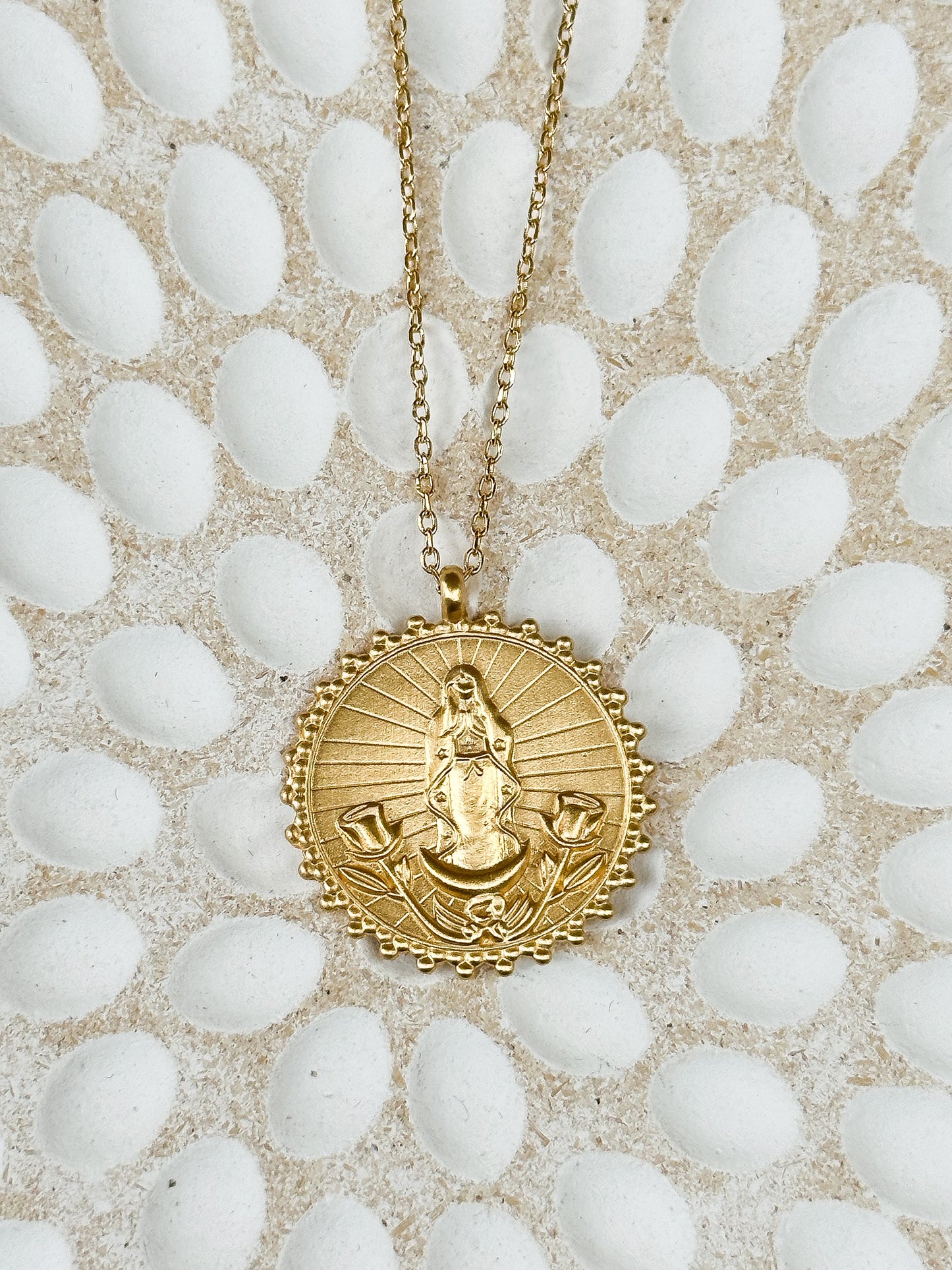 Gold Our Lady of Guadalupe, Divine Mother Necklace