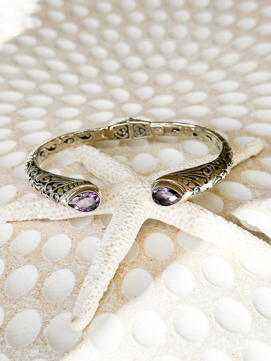 Sterling Silver & Amethyst Pana Cuff