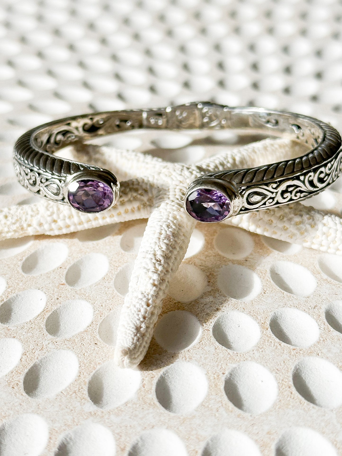 Sterling Silver & Amethyst Tana Cuff