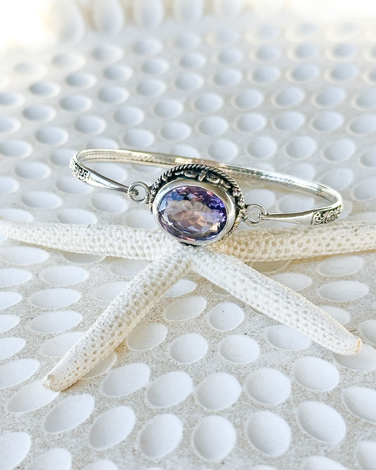 Amethyst & Sterling Silver Balinese Bracelet