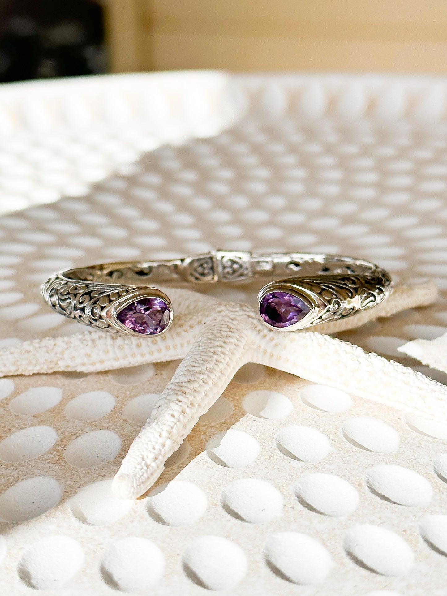 Sterling Silver & Amethyst Pana Cuff