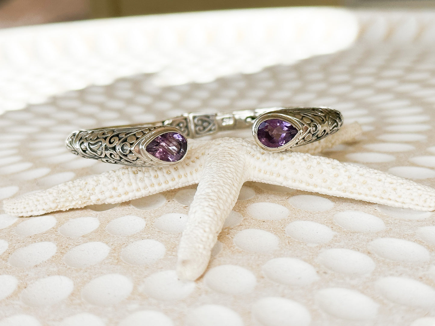 Sterling Silver & Amethyst Pana Cuff