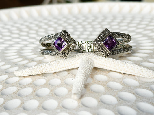 Sterling Silver & Amethyst Melaka Cuff