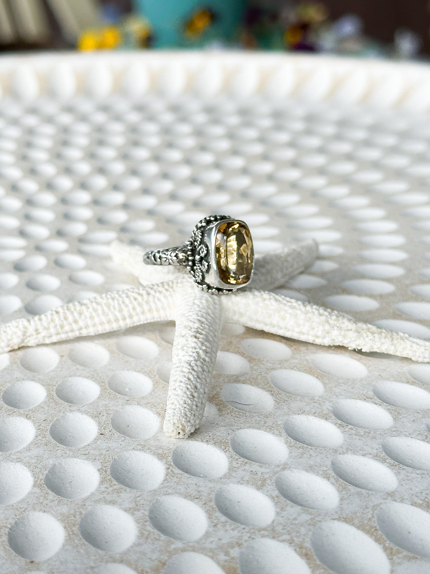 Sterling Silver & Citrine Balinese Fiarra Ring