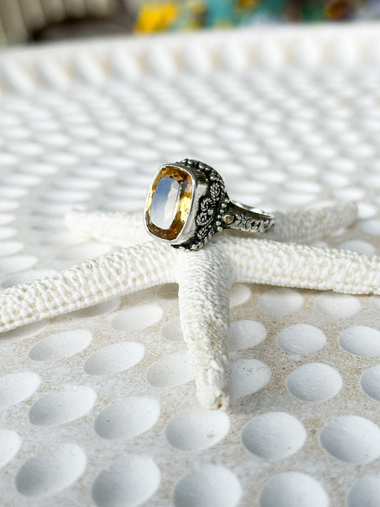 Sterling Silver & Citrine Balinese Fiarra Ring