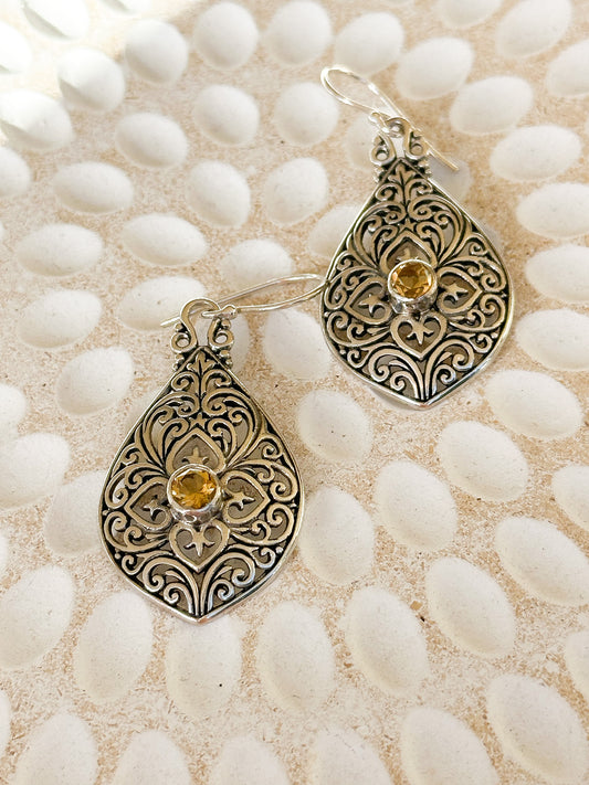 Sterling Silver & Citrine Myra Earrings