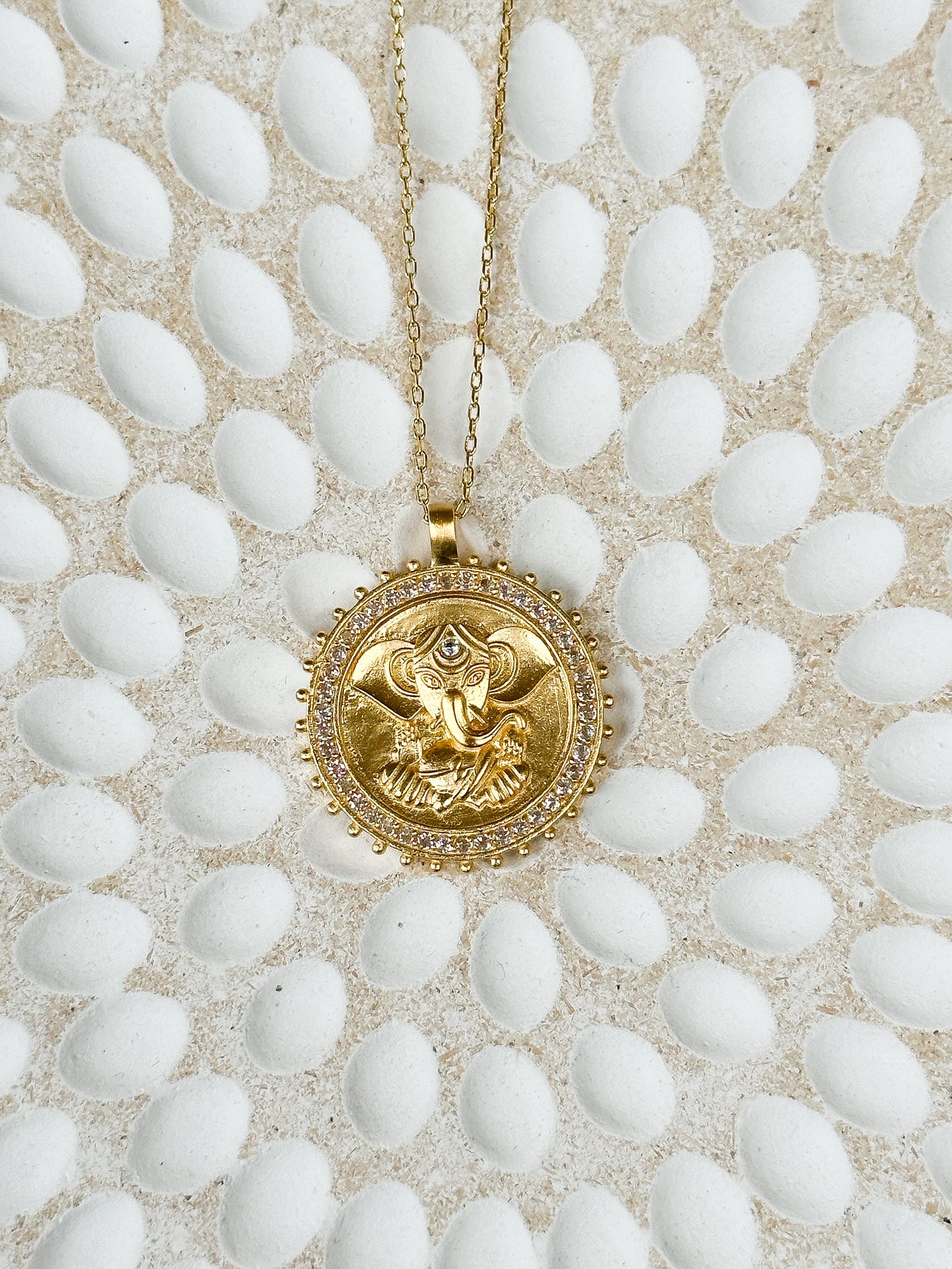 Gold Ganesha Hindu God, Path to Success Necklace