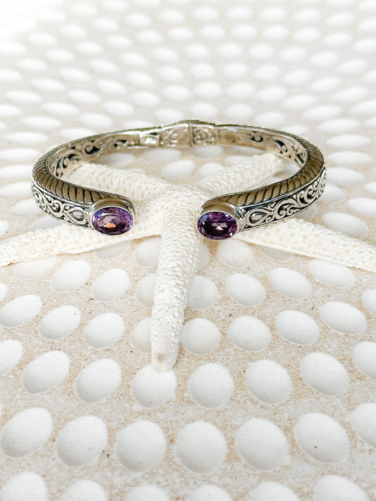Sterling Silver & Amethyst Tana Cuff