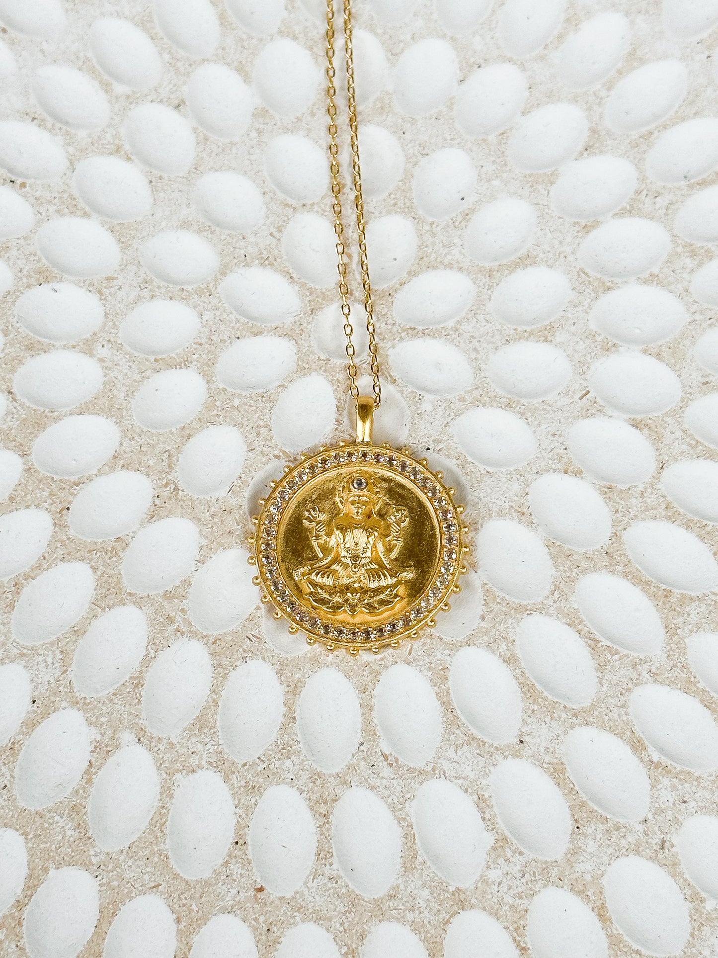 Gold Lakshmi Hindu Goddess, Abundance Necklace