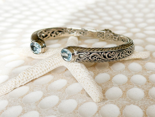 Sterling Silver & Blue Topaz Tana Cuff