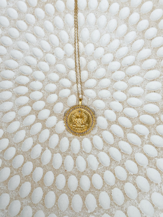 Gold Lakshmi Hindu Goddess, Abundance Necklace