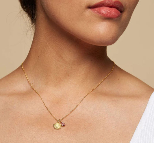 February Amethyst Birthstone Mandala Necklace