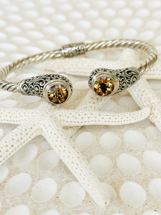 Citrine Yoni Balinese Sterling Silver Cuff