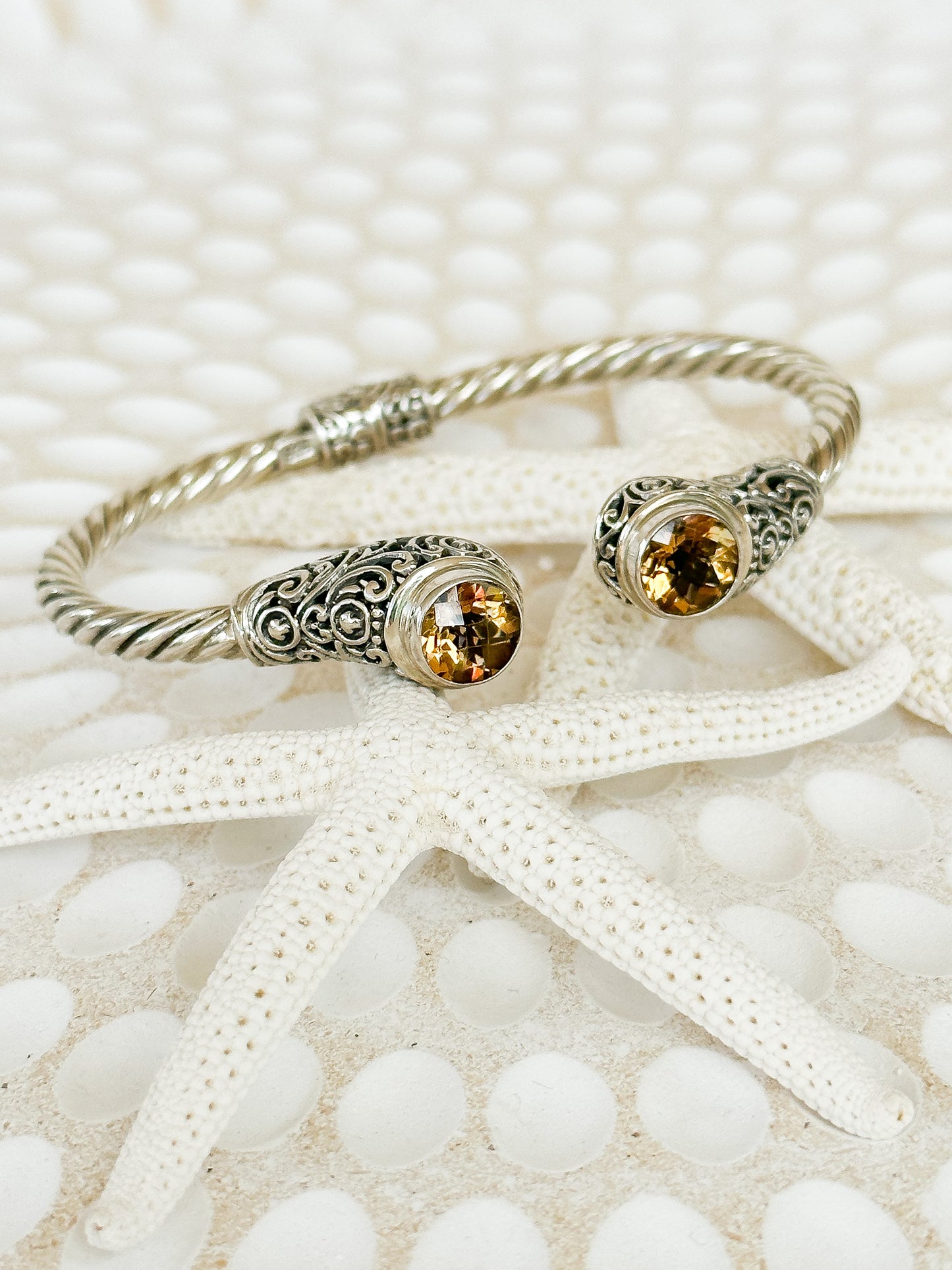 Citrine Yoni Balinese Sterling Silver Cuff