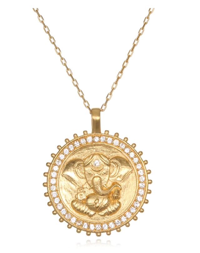 Gold Ganesha Hindu God, Path to Success Necklace