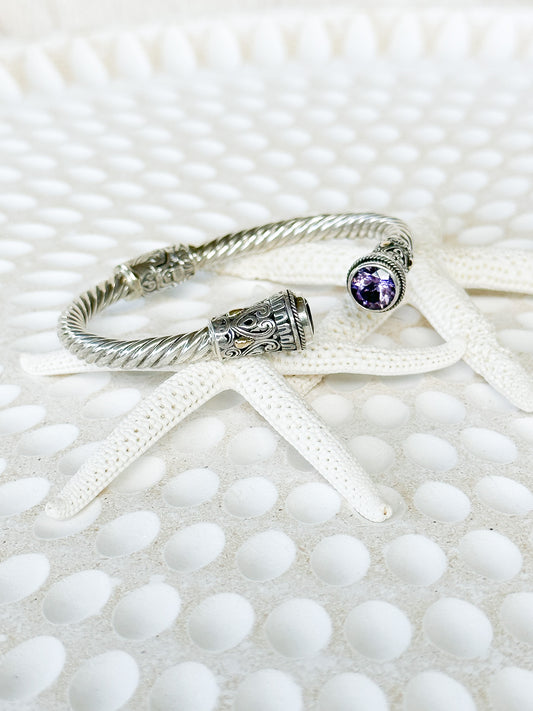 Amethyst, Sterling Silver and Kombinasi Gold Bona Cuff