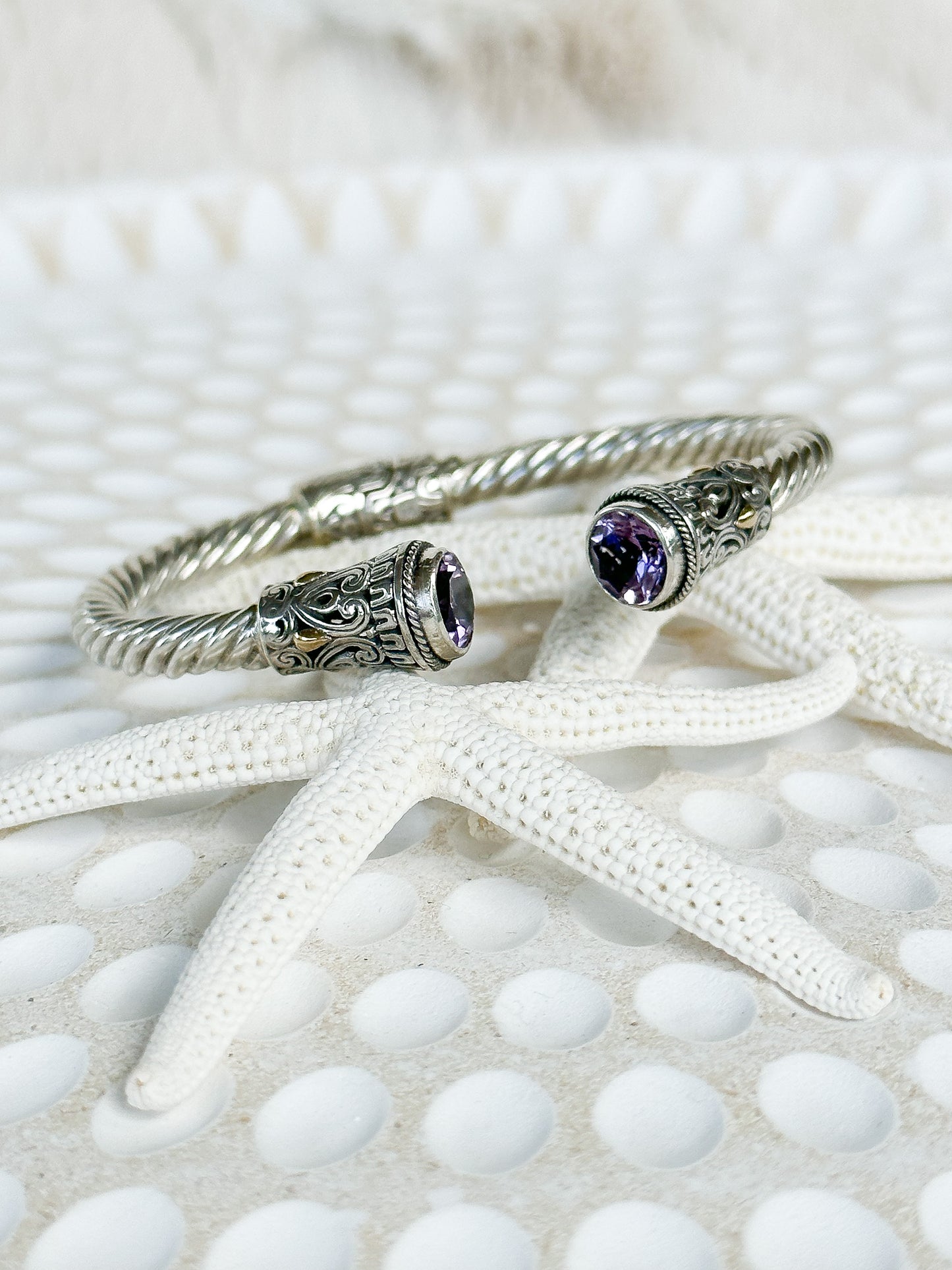 Amethyst, Sterling Silver and Kombinasi Gold Bona Cuff