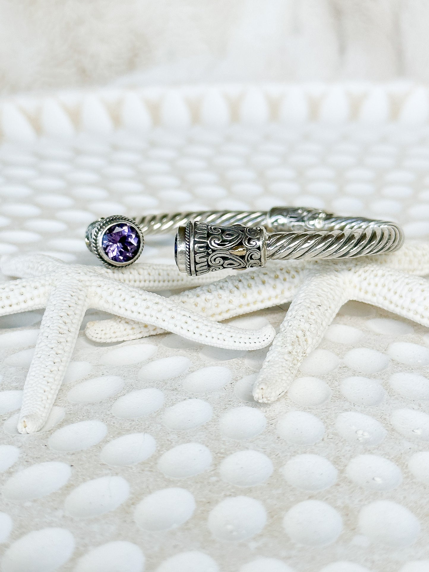 Amethyst, Sterling Silver and Kombinasi Gold Bona Cuff