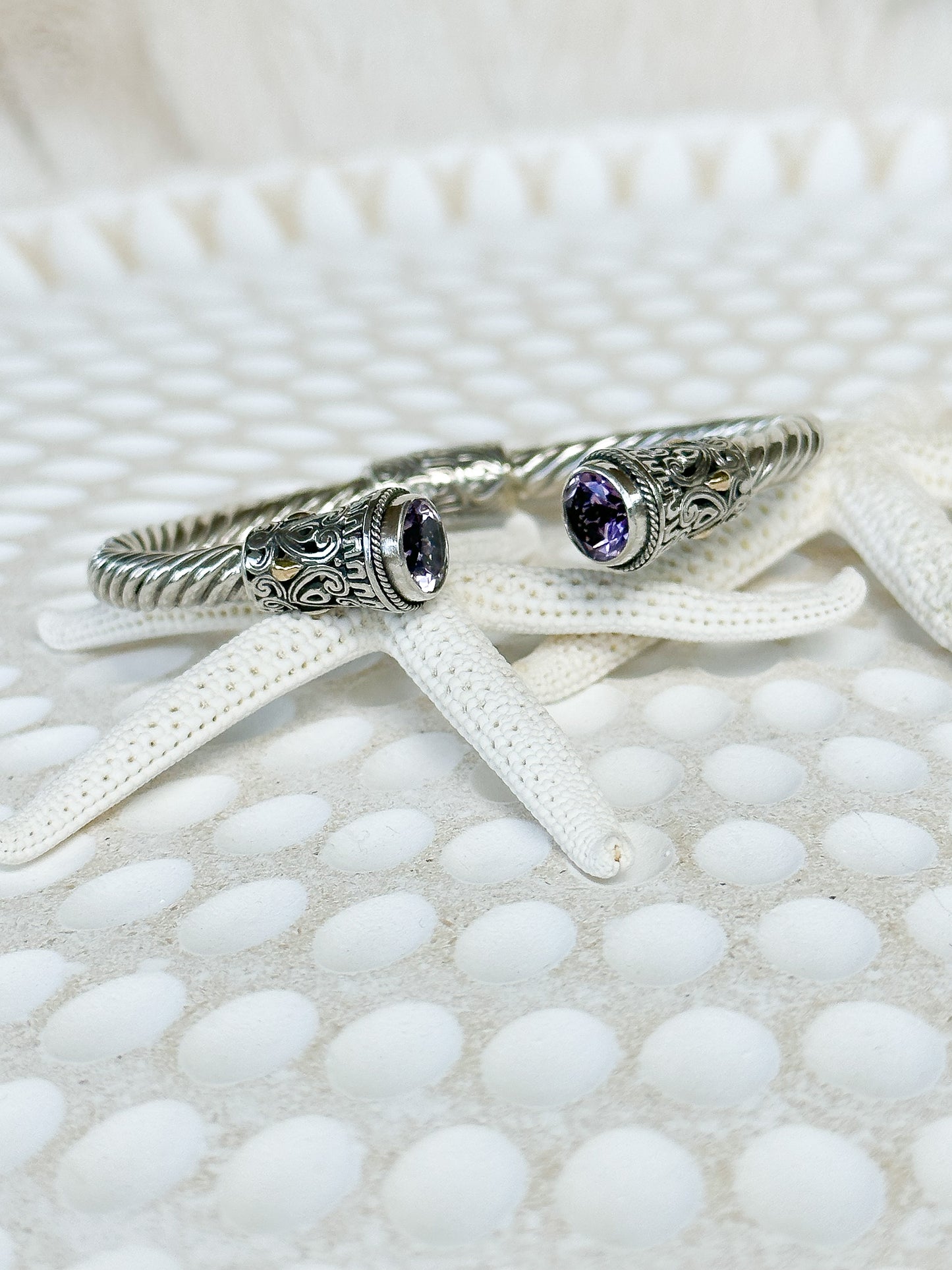 Amethyst, Sterling Silver and Kombinasi Gold Bona Cuff