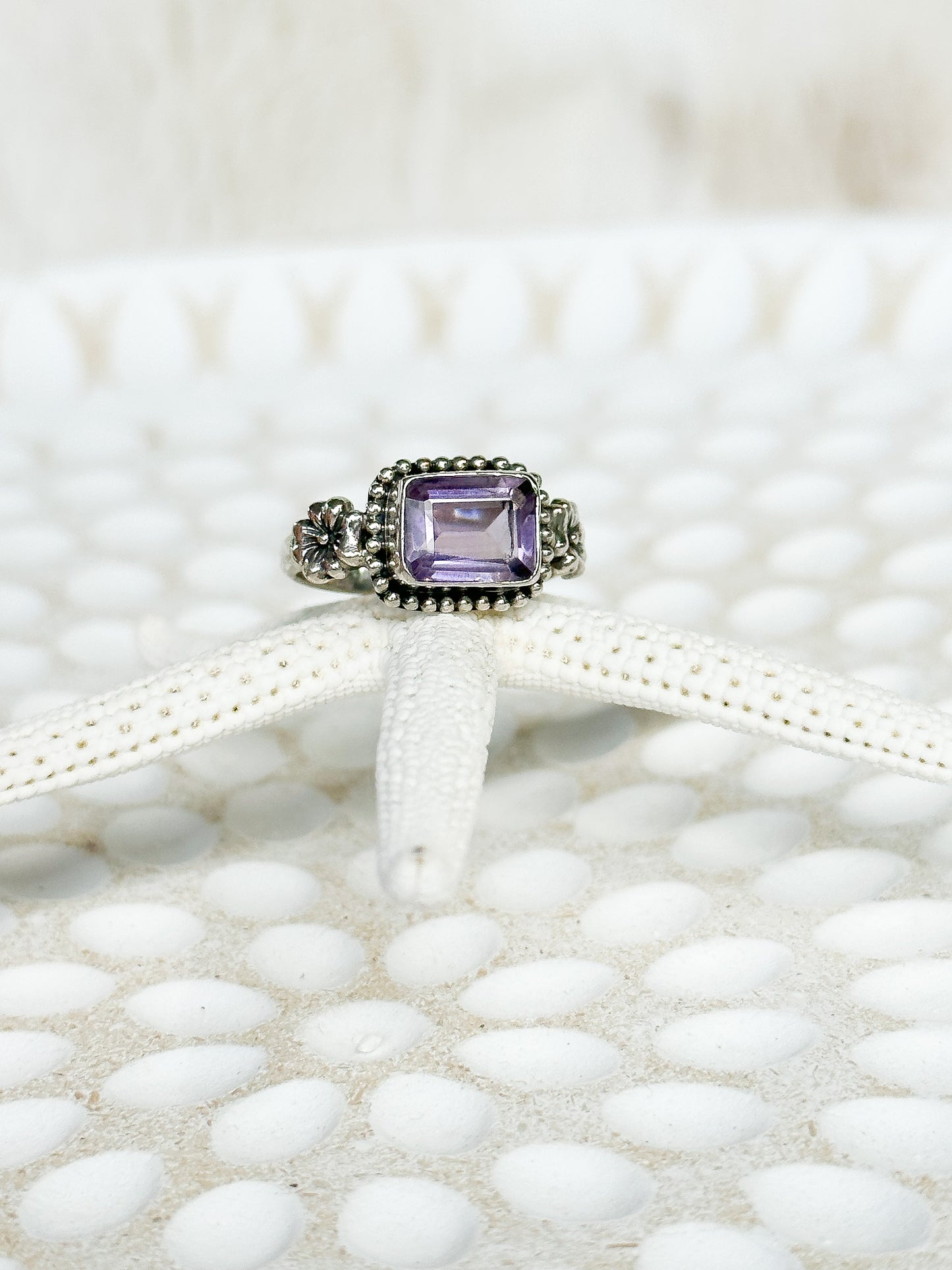 Amethyst & Sterling Silver Octo Balinese Ring