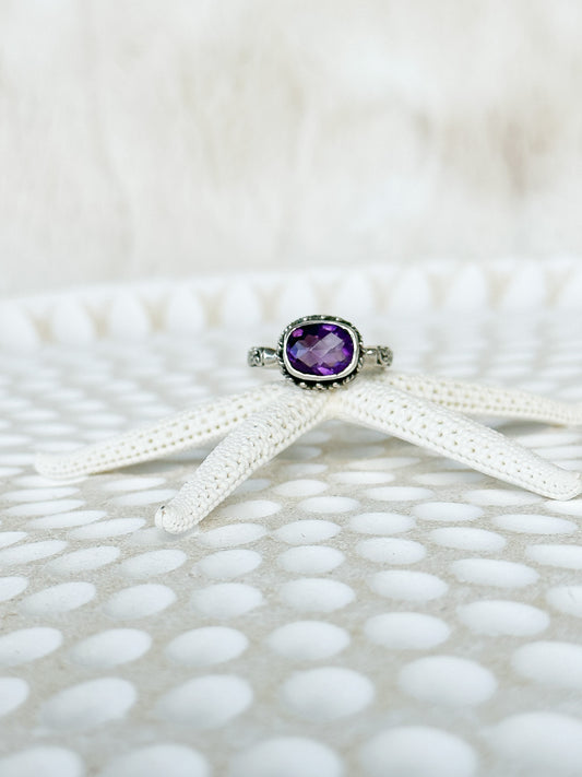 Amethyst & Sterling Silver Kara Balinese Ring