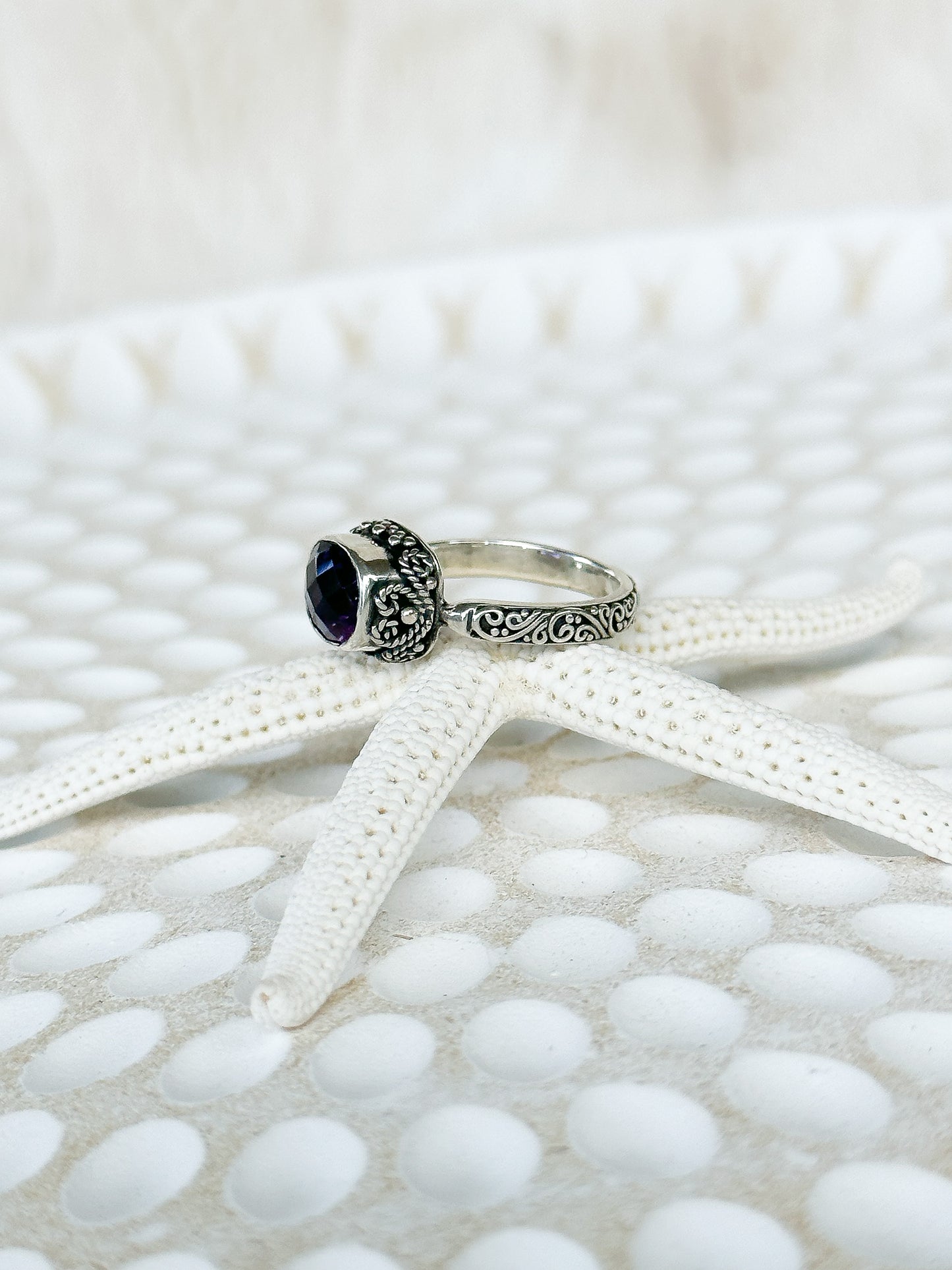 Amethyst & Sterling Silver Kara Balinese Ring