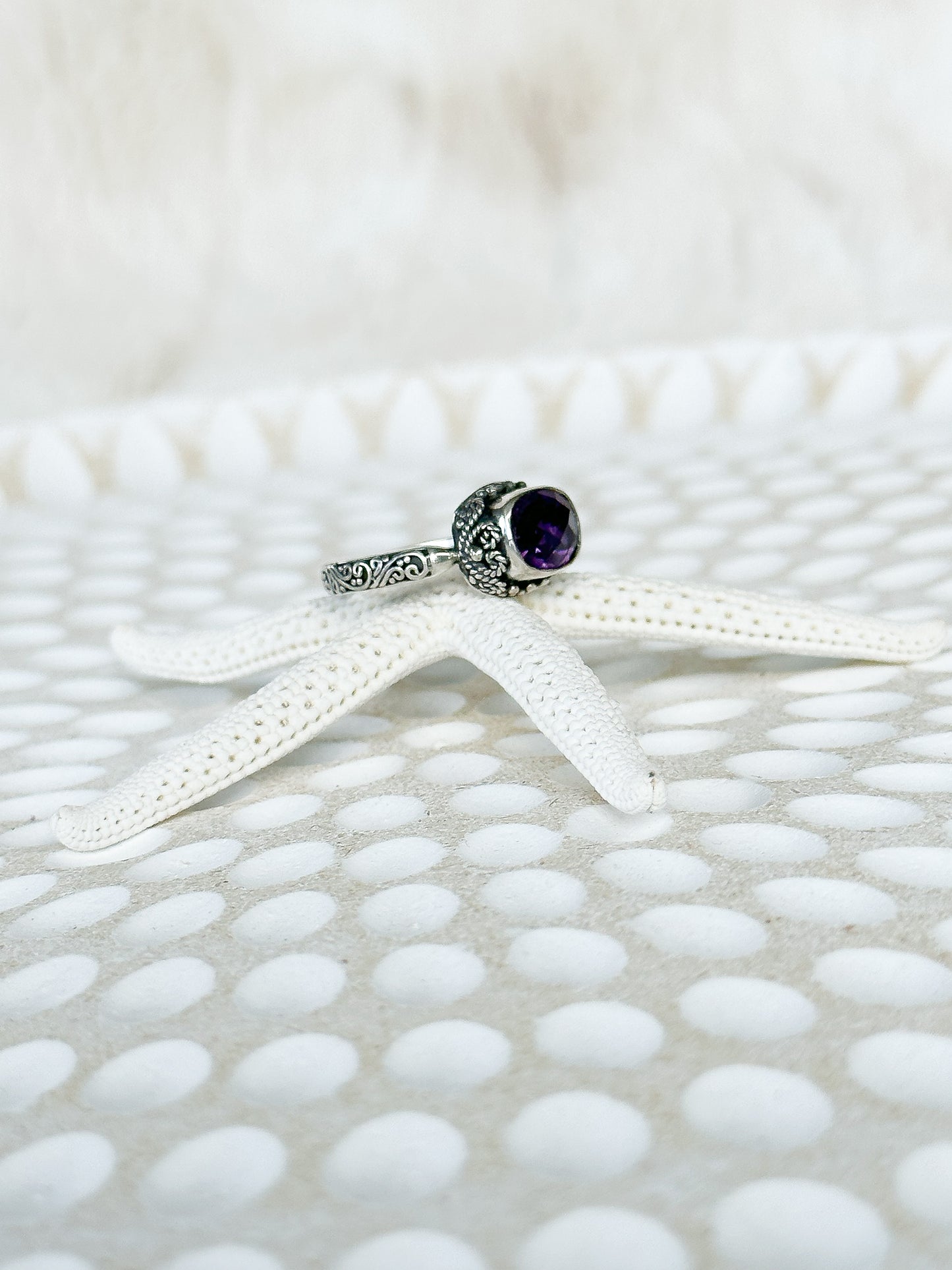 Amethyst & Sterling Silver Kara Balinese Ring
