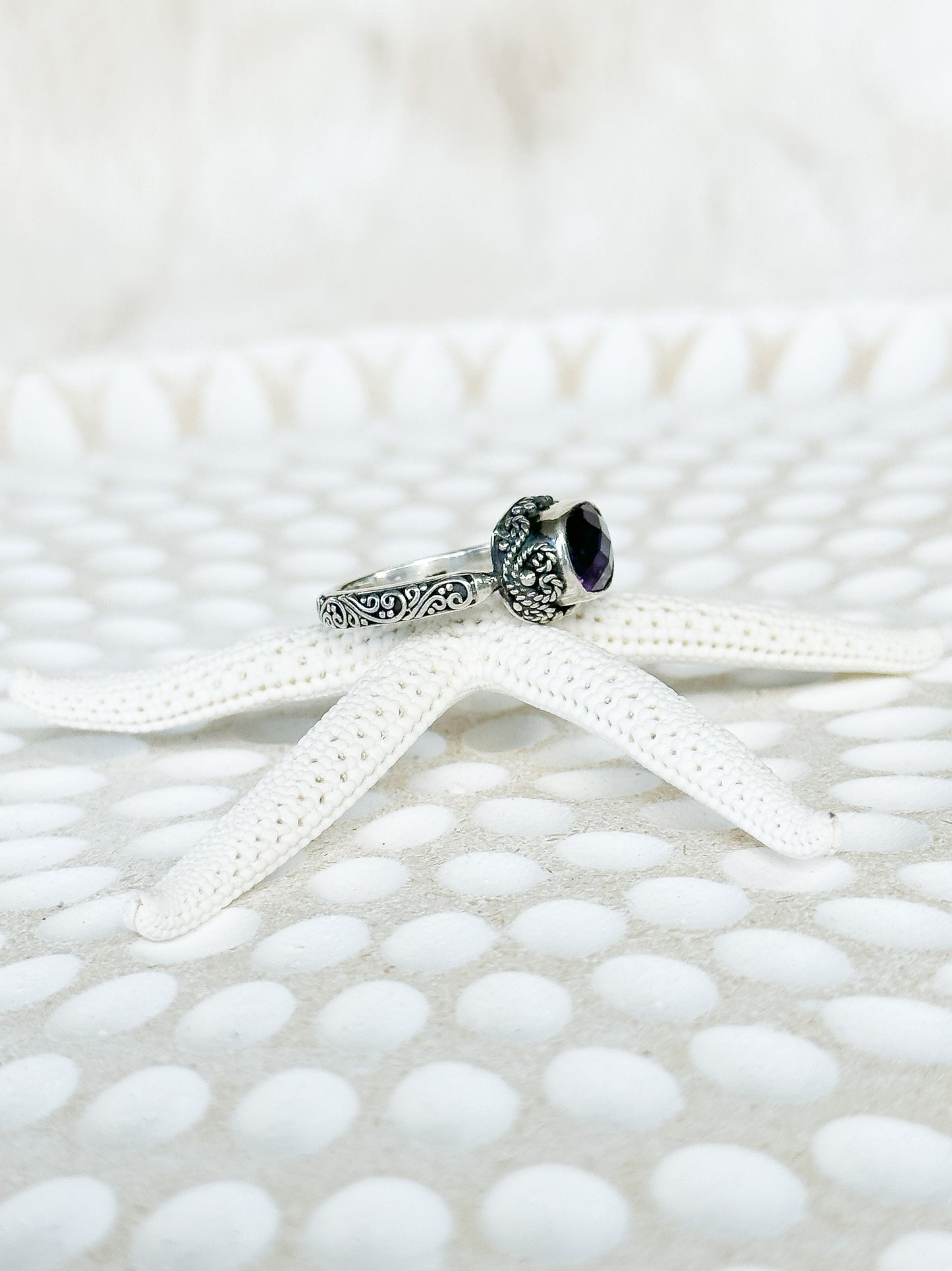 Amethyst & Sterling Silver Kara Balinese Ring