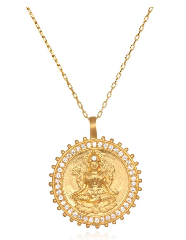 Gold Lakshmi Hindu Goddess, Abundance Necklace