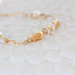 Dagon 14K Filled Gold, Genuine Freshwater Pearl, Moonstone & Herkimer Diamond Tribal Fish Bracelet