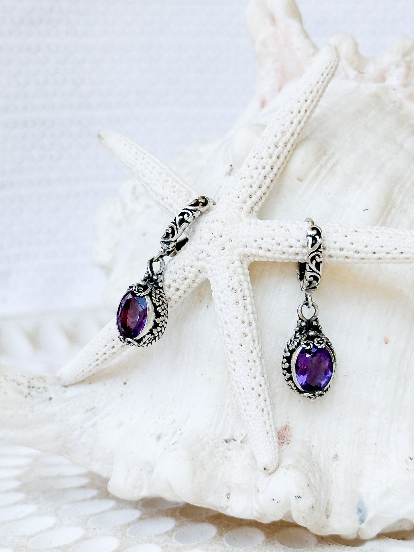 Sterling Silver & Amethyst Gianyar Earrings