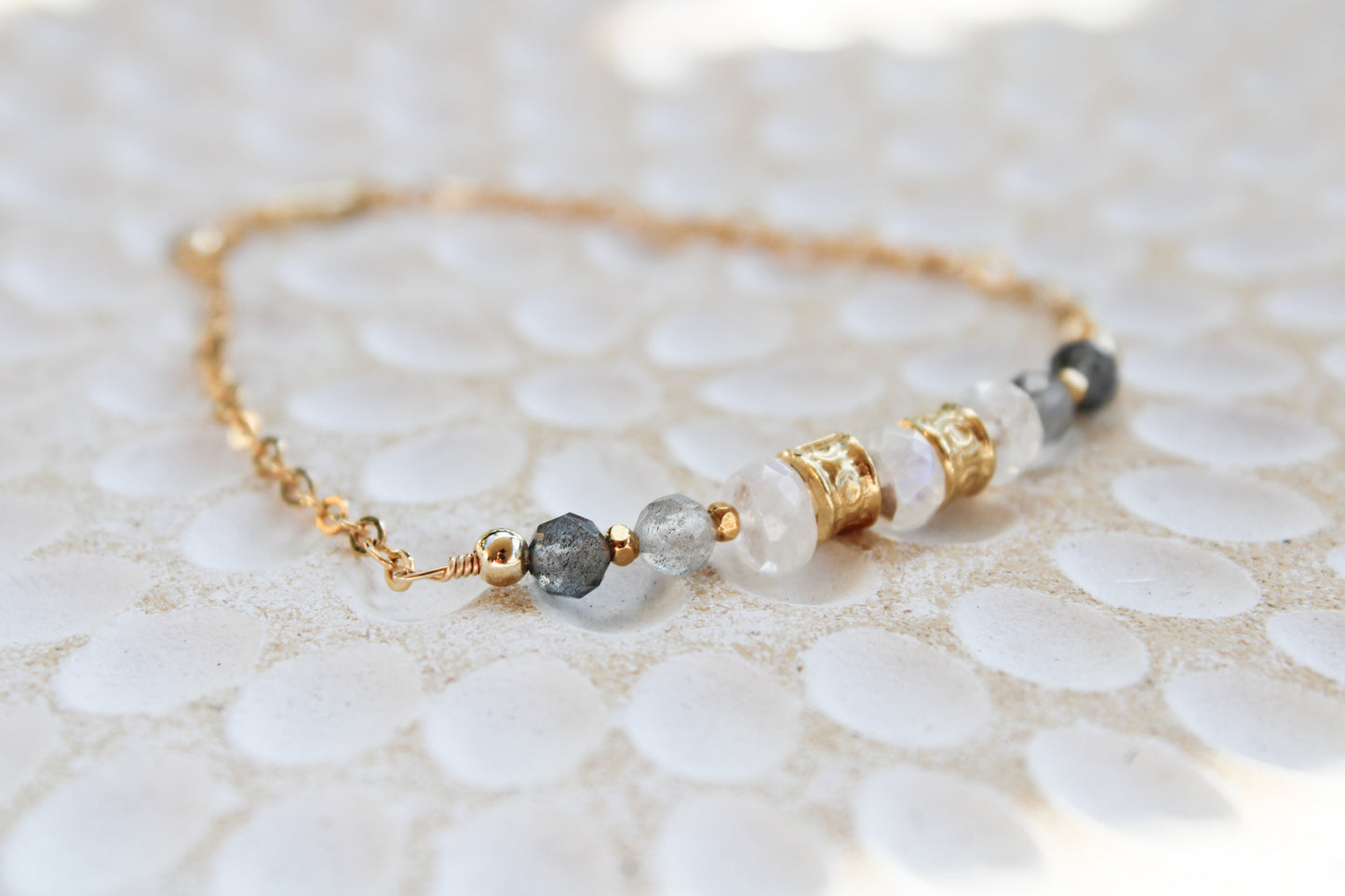 Shu 14K Filled Gold, Moonstone & Labradorite Tribal Bracelet