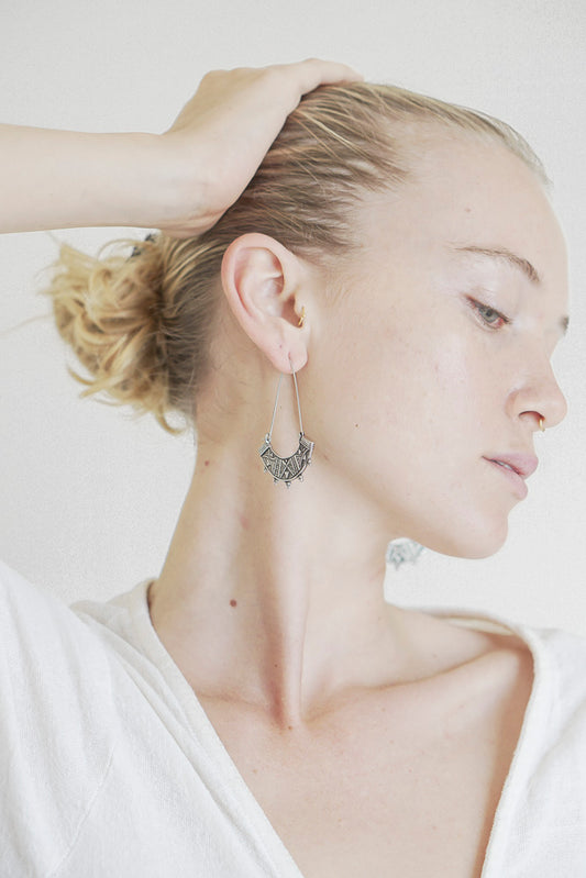 Ambhika Hoops - White Brass