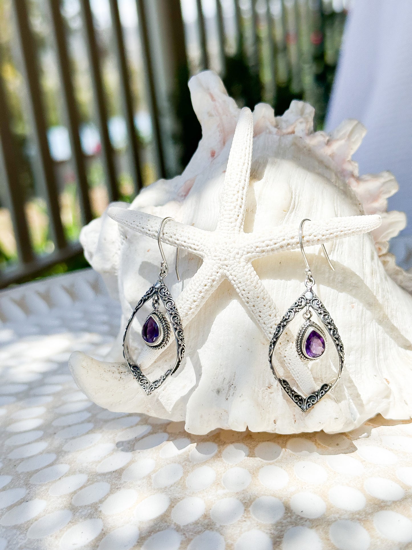 Sterling Silver & Amethyst Hinaya Earrings