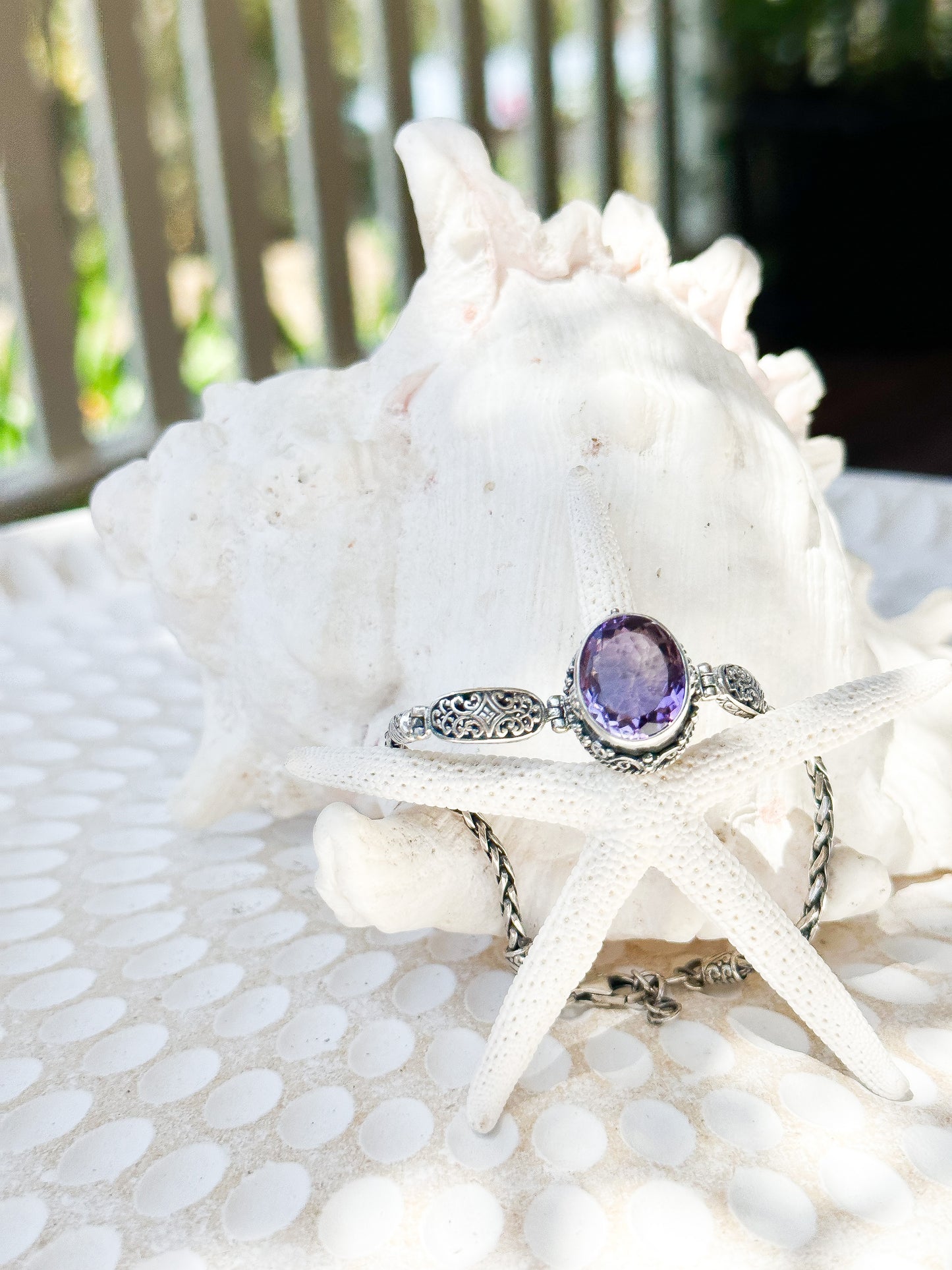 Sterling Silver & Amethyst Semarapura Bracelet