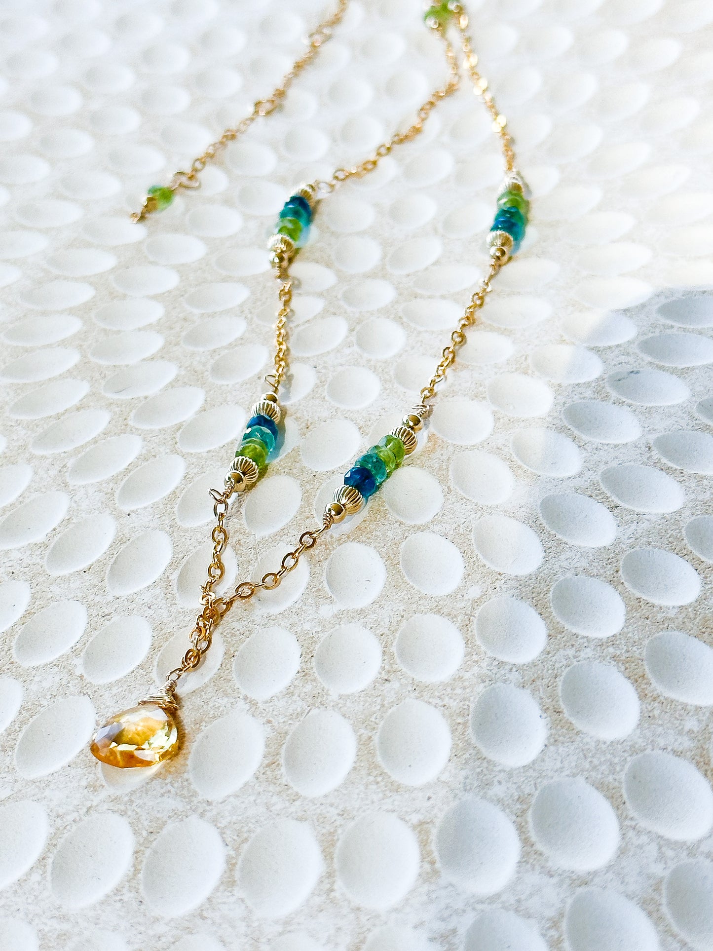 “Earthly Delights” Peridot, Apatite & Citrine 14k Gold Filled Necklace