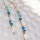 Indigo 14K Filled Gold, Genuine Freshwater Pearl, Blue Agate & Aquamarine Drop Earrings